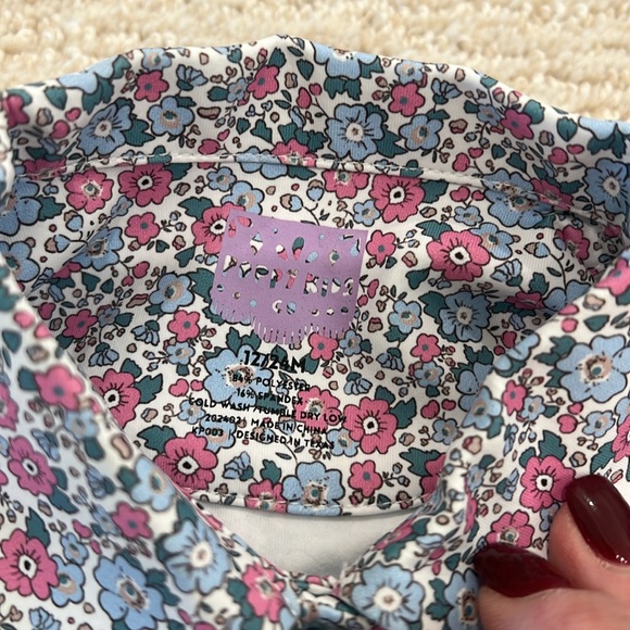 Poppy Kids Co Pops Pink and Blue Floral Polo Dress 12-24 Months NWT - Picture 4 of 8